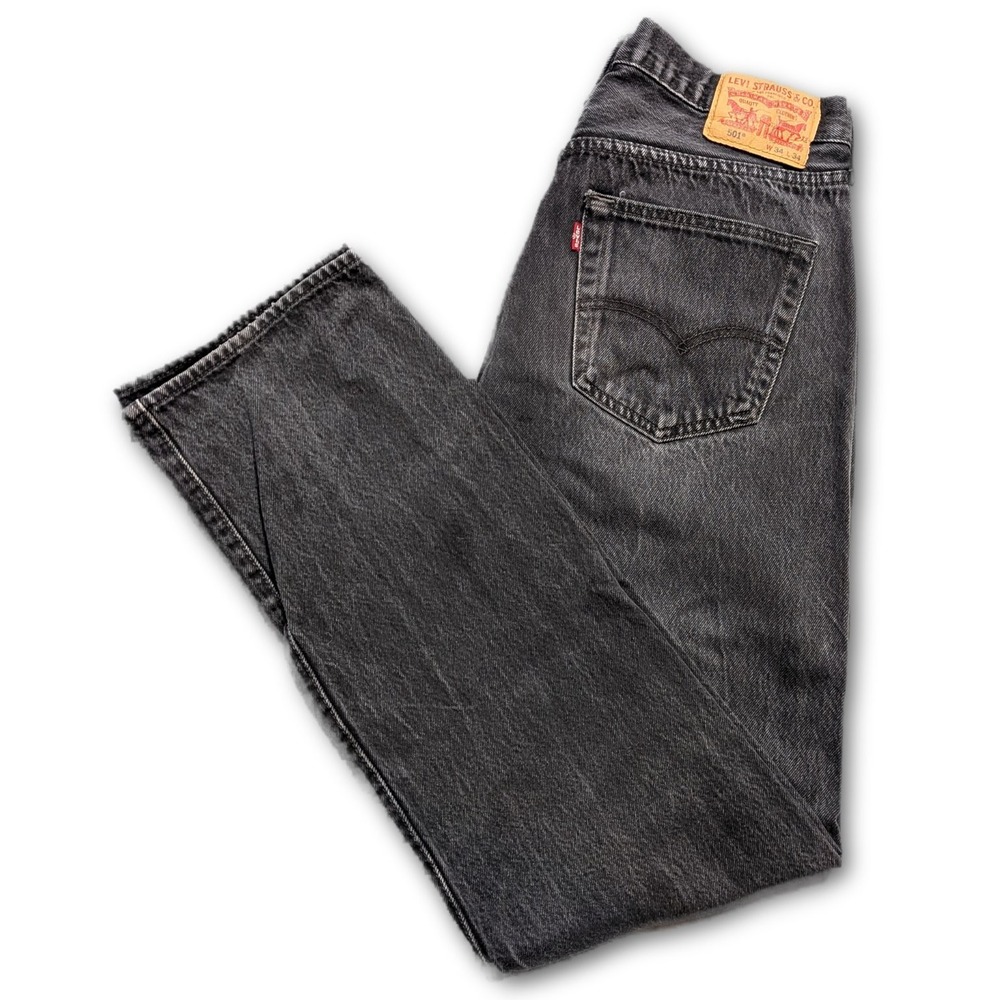 Levi's 501 Mens 34x34 Jeans Gray Original Fit Button Fly 100% Cotton Denim Wash